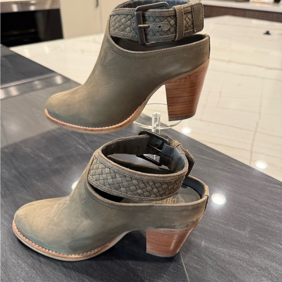 Mule style boot with ankle strap. Olive green. - Picture 2 of 9